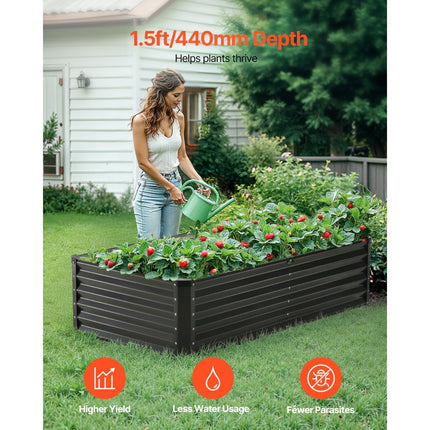 VEVOR verhoogde plantenbak metalen plantenbak 180x90x60cm donkergrijs