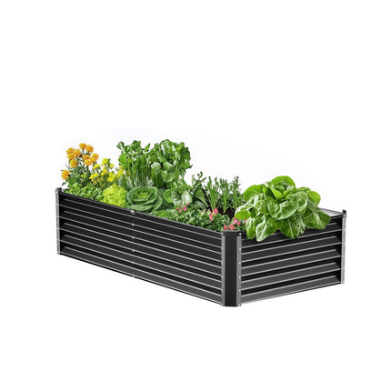 VEVOR verhoogde plantenbak metalen plantenbak 180x90x60cm donkergrijs