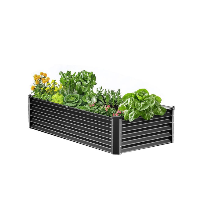 VEVOR verhoogde plantenbak metalen plantenbak 180x90x60cm donkergrijs
