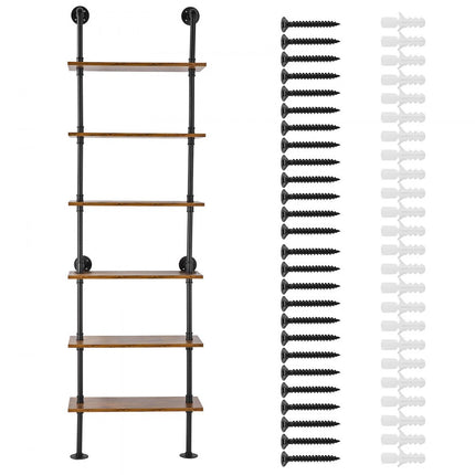 VEVOR Zwevende Plank Industriële Pijpplank Wandplank Plank Buizen 6 Niveaus 61x25cm