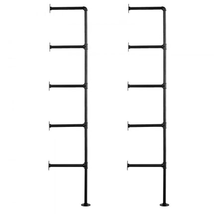 VEVOR 2x Plankbuizen Zwevende Plank Industriële Pijpplank Wandplank 5 Niveaus 25cm