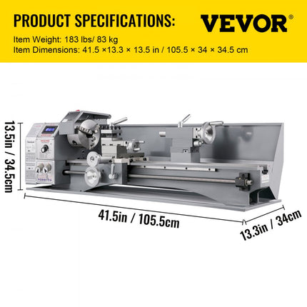 VEVOR Mini Draaibank 220x600mm Draaibank Metaal 750 W Mini Draaibank voor Metaalbewerking Draaibank Metaal Nauwkeurig Gemakkelijk te Gebruiken