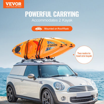 VEVOR Kajak-imperiaal, 2 paar J-Bar, zacht imperiaal, topmontage, drager voor kajak, surfplank, kano, SUP, skiboard, montage op auto, SUV, vrachtwagen, 2 kajaks