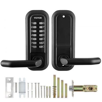 VEVOR Keyless deurslot met mechanisch codeslot, 40/50 mm nachtschoot, wachtwoordslot, 35-65 mm deurdikte combinatiecode deurslot Geschikt voor garage, hotel, kantoor, studio enz.