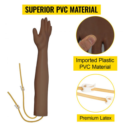 VEVOR Venapunctie Arm Model, PVC IV Oefenarm, Donkere Huid Intraveneuze Oefenarm Kit, met Uitgebreide IV Kit, voor Studenten en Stagiaires om de Professionele IV-vaardigheden te Oefenen en Krijgen
