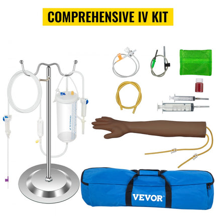VEVOR Venapunctie Arm Model, PVC IV Oefenarm, Donkere Huid Intraveneuze Oefenarm Kit, met Uitgebreide IV Kit, voor Studenten en Stagiaires om de Professionele IV-vaardigheden te Oefenen en Krijgen