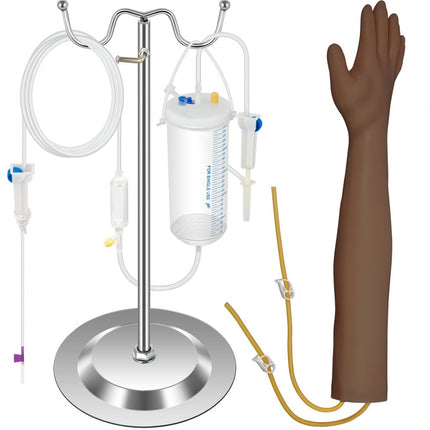 VEVOR Venapunctie Arm Model, PVC IV Oefenarm, Donkere Huid Intraveneuze Oefenarm Kit, met Uitgebreide IV Kit, voor Studenten en Stagiaires om de Professionele IV-vaardigheden te Oefenen en Krijgen