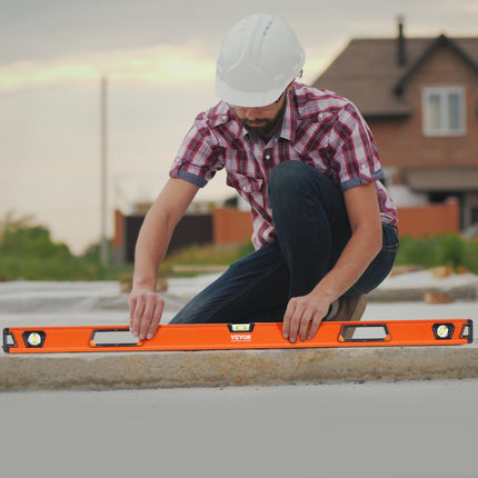 VEVOR waterpas aluminium magnetische waterpas 1222 mm 3 niveaus 45 graden hoek, horizontaal en verticaal 0,5 mm/m incl. nylon opbergtas Professionele waterpas