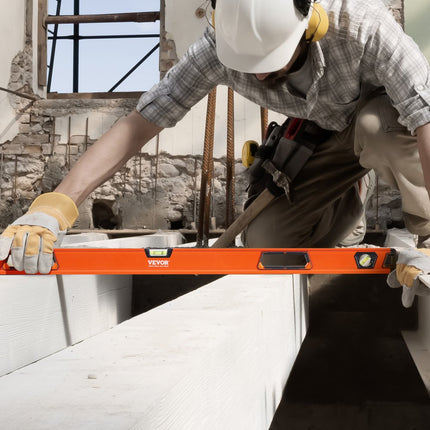 VEVOR waterpas aluminium magnetische waterpas 1222/610/411/249mm 3 libellen 45 graden hoek, horizontaal en verticaal 0,5 mm/m inclusief nylon opbergtas Professionele waterpasset