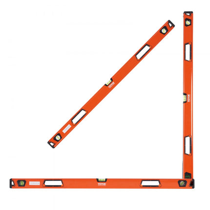 VEVOR waterpas aluminium magnetische waterpas 1222/610/411/249mm 3 libellen 45 graden hoek, horizontaal en verticaal 0,5 mm/m inclusief nylon opbergtas Professionele waterpasset