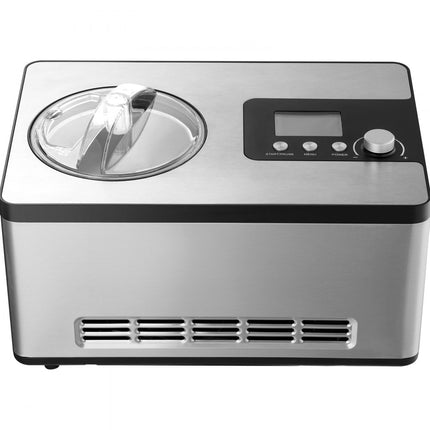 VEVOR Compressor-ijsmachine IJsmachine 2 l, 180 W Frozen Yoghurt Maker IJsmachine 3 standen Yoghurtmachine Huishoudelijke draagbare ijsmachine Sorbet Gelato Geluidsarm Zilver Elektrisch