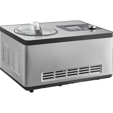 VEVOR Compressor-ijsmachine IJsmachine 2 l, 180 W Frozen Yoghurt Maker IJsmachine 3 standen Yoghurtmachine Huishoudelijke draagbare ijsmachine Sorbet Gelato Geluidsarm Zilver Elektrisch