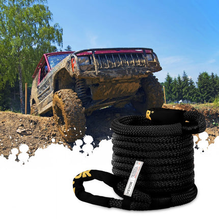 VEVOR Kinetic 9.6mx22mm sleepkabel Breukbelasting 132900 kg off-road kinetisch touw Hersteltouw Tot 30% elastisch Reddingstouw 32 strengen Dubbel gevlochten Ideaal voor het redden van ATV UTV-vrachtwagens