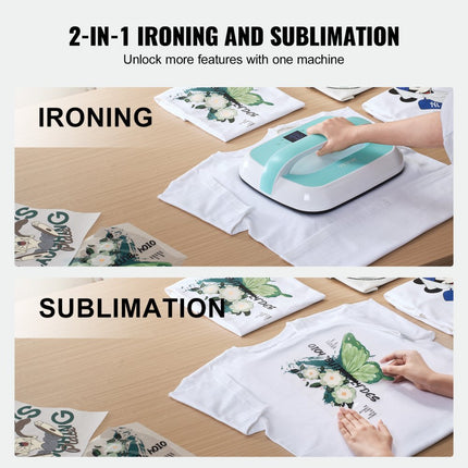 VEVOR Mini Transferpers Warmtepers 12x10 Inch Hetepers Groen + Wit