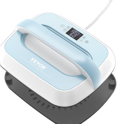 VEVOR Mini Transferpers Warmtepers Textieldruk Hot Press Blauw + Wit