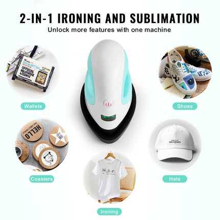 VEVOR Mini Warmtepers Draagbare warmteoverdrachtmachine Groen + Wit 80W