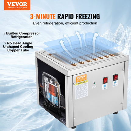 VEVOR gefrituurde ijsrollermachine, 28 x 24 x 2 cm pan voor het frituren van ijs, ijsmachine met compressor en 2 schrapers, voor het maken van ijs, bevroren yoghurt en ijsrolletjes
