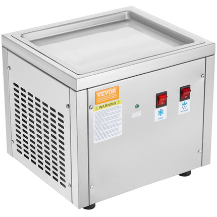 VEVOR gefrituurde ijsrollermachine, 28 x 24 x 2 cm pan voor het frituren van ijs, ijsmachine met compressor en 2 schrapers, voor het maken van ijs, bevroren yoghurt en ijsrolletjes