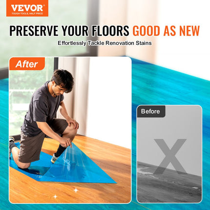 VEVOR vloerbeschermingsfolie 61 x 61 m zelfklevende automatbescherming PE blauw