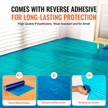 VEVOR vloerbeschermingsfolie 61 x 61 m zelfklevende automatbescherming PE blauw