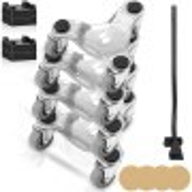 VEVOR 4 st. Meubeltransportrol driehoekig 113,4kg draagvermogen meubelrol 9,5x7,5x5cm transportrollen van koolstofstaal industrierol met 3xPP wielen $19xL630mm lifter meubeltransporthulp