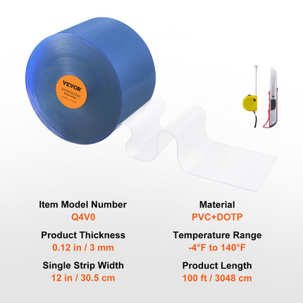 VEVOR 3048x30,5cm strokengordijn lamellengordijn PVC verkocht per meter 3mm