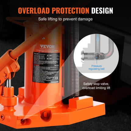 VEVOR hydraulische autokrik, 10T bovenzijde, 20T bovenzijde, 30-190 mm teenhoogte, 32-48 cm bovenhoogte, luchthydraulische klauwkrik voor machines, industrie