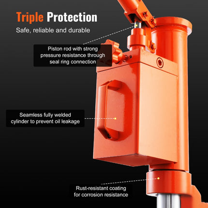 VEVOR hydraulische autokrik, 5T/10T lift, 25-230 mm teenhoogte, 370-570 mm tiphoogte, 360 ° roterende klauwkrik voor machines, industrie