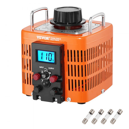 VEVOR 2000VA variabele spanning variabele spanningstransformator 6.6A 230V ingang 0-300V uitgang AC-spanningsregelaar met LCD-display 4 extra zekeringen voor thuis, industrieel kantoor