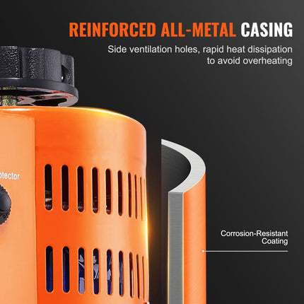 VEVOR 1000VA Variabele spanningsvariabele transformator 3,3 Amp 230V Ingang 0-300V Uitgang AC-spanningsregelaar Voeding met 4 extra zekeringen voor thuis, industrieel kantoor