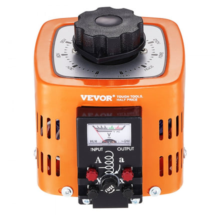 VEVOR Automatische variabele variabele transformator 500VA 1,7A Ingang 230V Uitgang 0-300V AC-spanningsregelaar 4 zekeringen Thermische schakelaar voor thuiskantoor