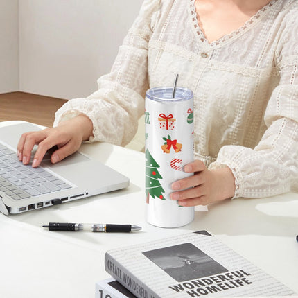 VEVOR 8-pack rechte sublimatiemokken, 32oz blanco mokken, roestvrijstalen dubbelwandige mokken met rietje, deksel, borstel, bodem, krimpfolie, geschenkdoos, voor hittepers en warmteoverdracht