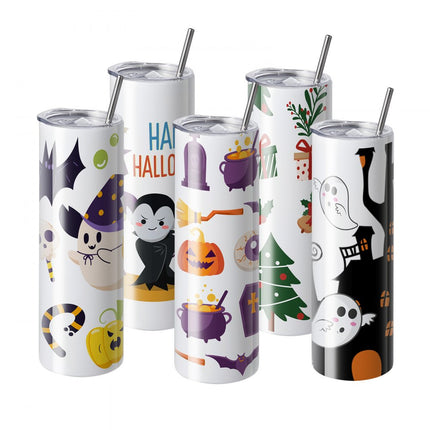 VEVOR 8-pack rechte sublimatiemokken, 32oz blanco mokken, roestvrijstalen dubbelwandige mokken met rietje, deksel, borstel, bodem, krimpfolie, geschenkdoos, voor hittepers en warmteoverdracht