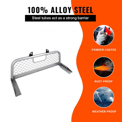 VEVOR Hoofdpijnrek Aluminium 136 kg Gewichtscapaciteit Truck Mount Truckbed, 2057,4 x 660,4 x 152,4 mm Past op Truck Black Truck Headache Rack Boren vereist