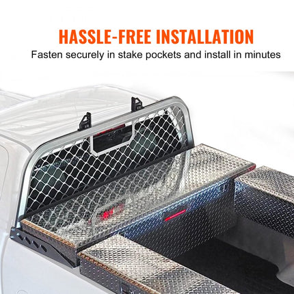 VEVOR Hoofdpijnrek Aluminium 136 kg Gewichtscapaciteit Truck Mount Truckbed, 2057,4 x 660,4 x 152,4 mm Past op Truck Black Truck Headache Rack Boren vereist