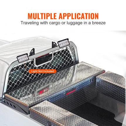 VEVOR Hoofdpijnrek Aluminium 136 kg Gewichtscapaciteit Truck Mount Truckbed, 2057,4 x 660,4 x 152,4 mm Past op Truck Black Truck Headache Rack Boren vereist