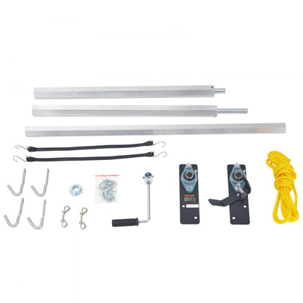 VEVOR dekzeilrolset met handslinger 64" tot 104" brede aluminiumlegering handmatige cabinehoogte dekzeilrol voor dumptrucks met 7" sponshandgreep, perfect voor dumptrucks, aanhangwagens