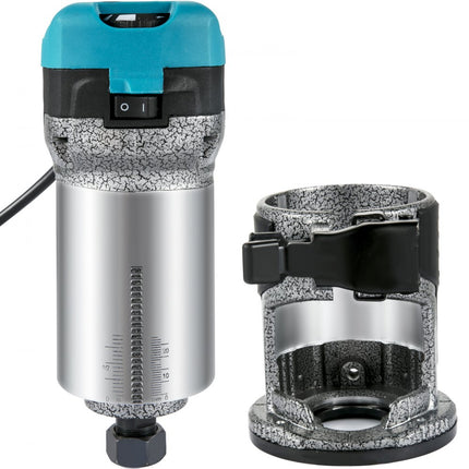 VEVOR Elektrische Hand Trimmer, 710W Elektrische Trimmer-Router, Laminaat Router Trimmer met Drie Freesspantangen, Bovenfrees en Trimmer met Vaste & Verzonken Basissen, Aluminium Omhulsel Handsnijder