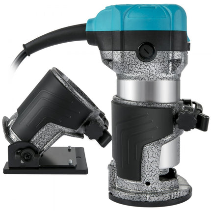 VEVOR Eenhand houten bovenfrees randfrees 33000 omw/min, vaste basis, hellingsbasis, onderdompelbasis, offset basis, 3 spantangen 6,35/6/8 mm, frees 6/8 mm incl, bochtgeleiding, aluminiumlegering