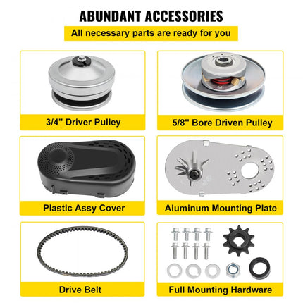 VEVOR Koppelomvormerset Go Kart CVT Koppeling 3/4 Inch Koppelomvormer