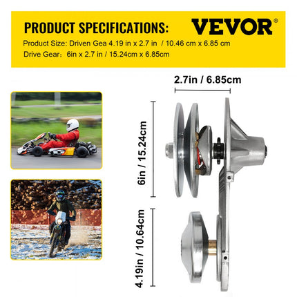 VEVOR Koppelomvormerset Go Kart CVT Koppeling 3/4 Inch Koppelomvormer