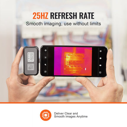 VEVOR warmtebeeldcamera voor Android 256x192 pixels Hoge resolutie 0,1°C hittegevoeligheid Temperatuurbereik van -20℃ tot 550℃ Infraroodcamera ideale keuze voor huisinspectie HVAC-loodgieterswerk etc.