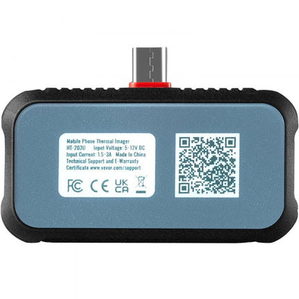 VEVOR warmtebeeldcamera voor Android 256x192 pixels Hoge resolutie 0,1°C hittegevoeligheid Temperatuurbereik van -20℃ tot 550℃ Infraroodcamera ideale keuze voor huisinspectie HVAC-loodgieterswerk etc.