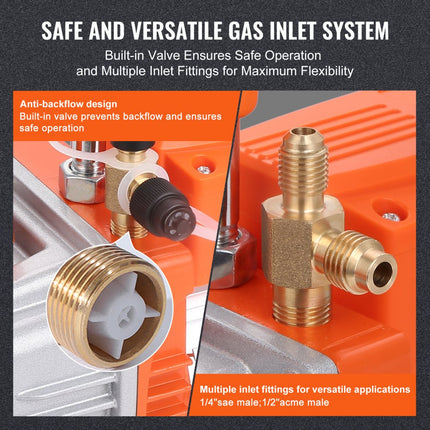 VEVOR Vacuümpomp 150W Vacuumpomp 1-traps airconditioningpomp 100L/min Stroom 1440RPM Snelheid 0,64/0,95cm Sae Inlaat Vacuümapparaten 5Pa Zuiver