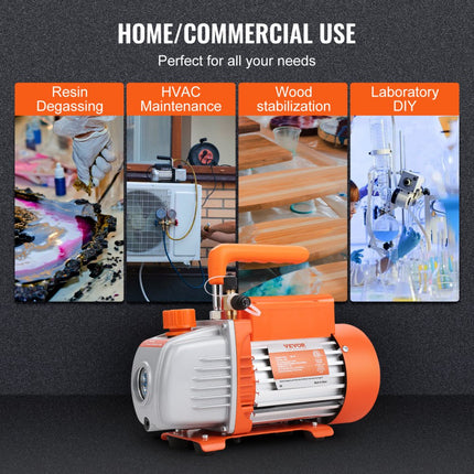 VEVOR Vacuümpomp 150W Vacuumpomp 1-traps airconditioningpomp 100L/min Stroom 1440RPM Snelheid 0,64/0,95cm Sae Inlaat Vacuümapparaten 5Pa Zuiver