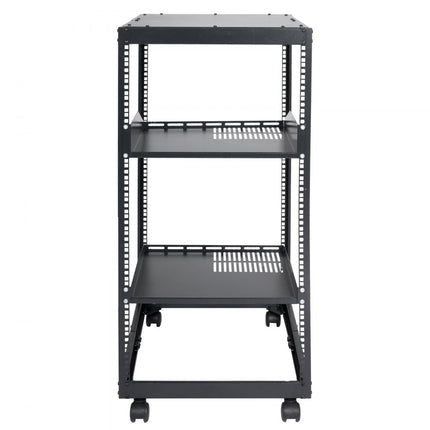 VEVOR 20U open frame serverrek, vrijstaand of aan de muur gemonteerd netwerkserverrek, 4-post AV-rek met wielen, is geschikt voor al uw netwerk-IT-apparatuur, AV-apparatuur