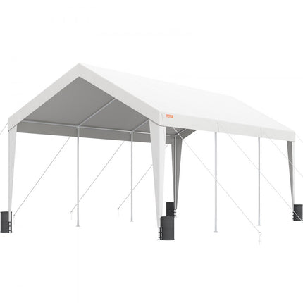 VEVOR tentgarage 3 x 6 x 2,8 m garagetent van 180 g/m² dubbelzijdig gecoat PE en gegalvaniseerde stalen buis opslagtent carport 38 mm kolomdiameter uitrustingstent voor 2-3 volwassenen wit