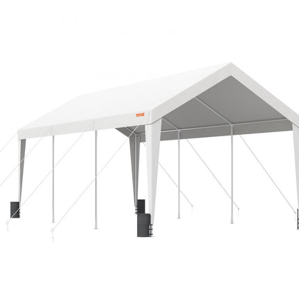 VEVOR tentgarage 3 x 6 x 2,8 m garagetent van 180 g/m² dubbelzijdig gecoat PE en gegalvaniseerde stalen buis opslagtent carport 38 mm kolomdiameter uitrustingstent voor 2-3 volwassenen wit