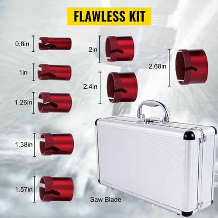 VEVOR Gatenzaagset 8 Pcs Diamond Hole Saw Set Drill Core Bits M14 φ20/25/32/35/40/50/60/68mm Quick Granite