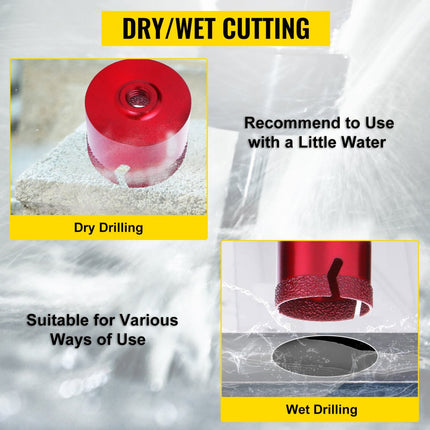 VEVOR Gatenzaagset 8 Pcs Diamond Hole Saw Set Drill Core Bits M14 φ20/25/32/35/40/50/60/68mm Quick Granite